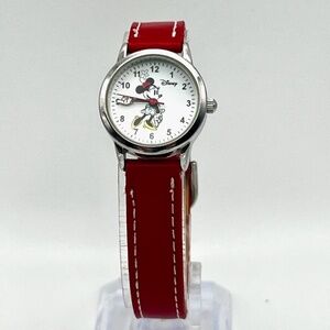 Disney Accutime Minnie Mouse Red leather strap ladies  watch working